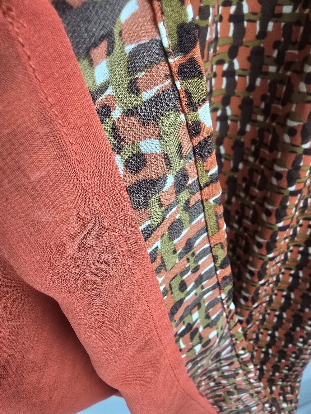 Lands End Orange Multi-Color Long Sleeve Wrap Dress Sz 16W - Picture 7 of 10